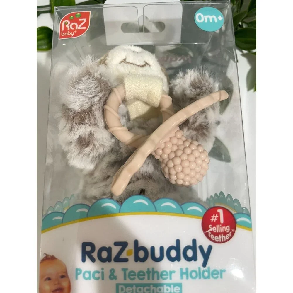 RaZ-Buddy Plush Sloth Paci & Teether Holder Soft Silicone